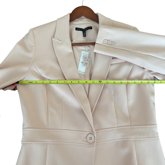 NWT White House Black Market One Button Comfort Stretch Blazer Sz 12 Cameo Rose - Picture 11 of 14